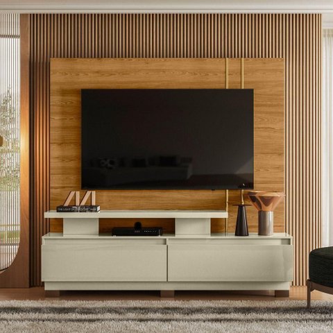 Estante de Tv 75 Pol 183cm com Pé Sala Belora Cumaru-opala M20 - D'Rossi