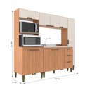 Ver imagem 3 de Cozinha Modulada Compacta Bia 4 Pecas com Paneleiro Torre Quente e Aéreo Freijó/Off White