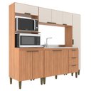 Ver imagem 5 de Cozinha Modulada Compacta Bia 4 Pecas com Paneleiro Torre Quente e Aéreo Freijó/Off White