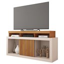 Ver imagem 3 de Rack Bancada Lagoa 136cm Mdp Portas Ripados de Correr Freijo/offwhite G11 - Gran Belo
