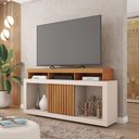 Ver imagem 1 de Rack Bancada Lagoa 136cm Mdp Portas Ripados de Correr Freijo/offwhite G11 - Gran Belo