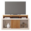 Ver imagem 2 de Rack Bancada Lagoa 136cm Mdp Portas Ripados de Correr Freijo/offwhite G11 - Gran Belo