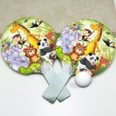 Ver imagem 3 de Kit 5 Pares de Raquete em Mdf + Bolinha Tema Safari Infantil