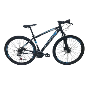 BICICLETA ARO 29 OTTUS 21V CÂMBIO SHIMANO MTB FREIO DISCO PRETO + AZUL:19