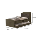 Ver imagem 2 de Cama Solteiro Tamires Castanho de Mdf com Cabeceira Estofada Duas Gavetas Bau e Auxiliar