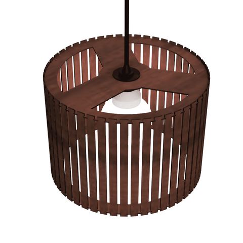 Luminária Pendente Sirius Modelo Ripado -:Marrom