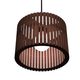 Luminária Pendente Sirius Modelo Ripado -:Marrom - 3