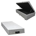 Ver imagem 1 de Cama Box Baú Blindada com Colchão Riviera Molas Ensacadas 25cm:corino Cinza/solteiro
