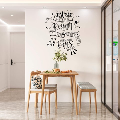 Adesivo Frase Espaço Reservado Reunir Pessoas e Compartilhar Bons Momentos