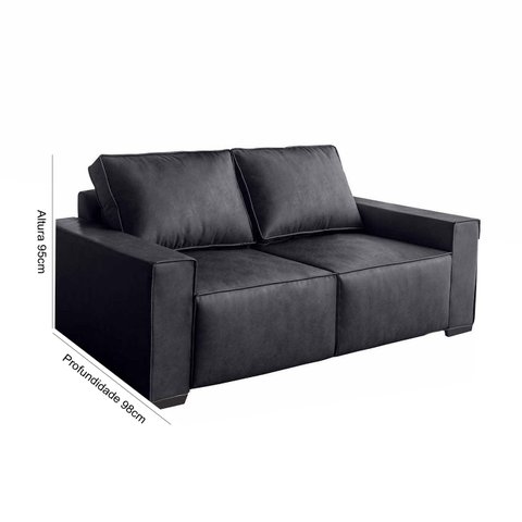 Sofá Istambul 5 Lugares 2,90 (courano) - de Casa Décor e Estofados. Cor:preto:preto
