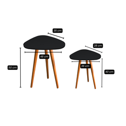 Conjunto de Mesinhas Canto e Apoio Pé Palito Tripé Porta Quadros e Objetos Branco ou Preto Tampo Org - 4