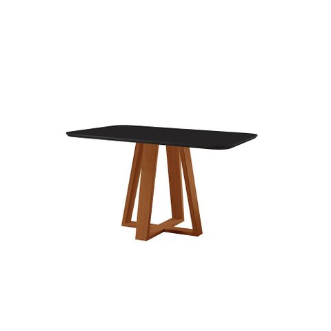 Mesa de Jantar Floripa Madeira Maciça 120x80cm Tampo Retângular Vidro Móveis Minas Preto