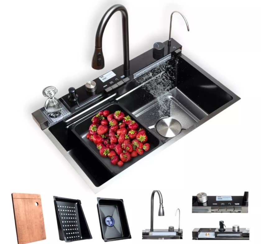 Cuba Inteligente Gourmet Cozinha Pia Premium C/torneira Lavador Copos Multifuncional Aço Inox