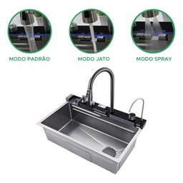 Cuba Inteligente Gourmet Cozinha Pia Premium C/torneira Lavador Copos Multifuncional Aço Inox - 2