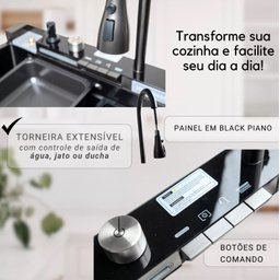Cuba Inteligente Gourmet Cozinha Pia Premium C/torneira Lavador Copos Multifuncional Aço Inox - 7