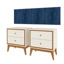 Ver imagem 1 de Kit Quarto Casal 2 Mesas de Cabeceira Arruna Mdf 2 Gavetas e Cabeceira Casal 1,40 Autocolante -