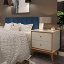 Ver imagem 3 de Kit Quarto Casal 2 Mesas de Cabeceira Arruna Mdf 2 Gavetas e Cabeceira Casal 1,40 Autocolante -