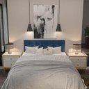 Ver imagem 4 de Kit Quarto Casal 2 Mesas de Cabeceira Arruna Mdf 2 Gavetas e Cabeceira Casal 1,40 Autocolante -