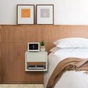 Ver imagem 5 de Mesa de Cabeceira Criado Branco 30cm Estilo Suspensa com Gaveta Superior e Nicho para Quarto