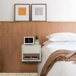Mesa de Cabeceira Criado Branco 30cm Estilo Suspensa com Gaveta Superior e Nicho para Quarto - 5