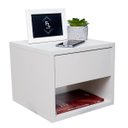 Ver imagem 1 de Mesa de Cabeceira Criado Branco 30cm Estilo Suspensa com Gaveta Superior e Nicho para Quarto