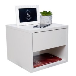 Mesa de Cabeceira Criado Branco 30cm Estilo Suspensa com Gaveta Superior e Nicho para Quarto - 1
