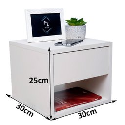 Mesa de Cabeceira Criado Branco 30cm Estilo Suspensa com Gaveta Superior e Nicho para Quarto - 2