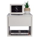 Ver imagem 3 de Mesa de Cabeceira Criado Branco 30cm Estilo Suspensa com Gaveta Superior e Nicho para Quarto