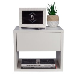 Mesa de Cabeceira Criado Branco 30cm Estilo Suspensa com Gaveta Superior e Nicho para Quarto - 3