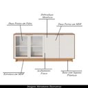 Ver imagem 4 de Conjunto Decorativo Cristaleira com Led e Buffet Aparador 160cm Tenerife/Gunga Off White/Freijó G73