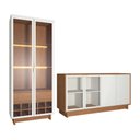 Ver imagem 2 de Conjunto Decorativo Cristaleira com Led e Buffet Aparador 160cm Tenerife/Gunga Off White/Freijó G73