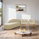 Ver imagem 2 de Kit Divã Luna 160cm Lado Esquerdo e 02 Poltronas Base de Ferro Dourado Suede Doce Sonho Móveis Bege