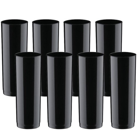 Kit de Copos 8 Copos Grandes Jogo Long Drink 330ml Boccati Cor:preto