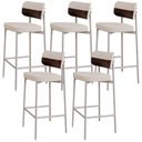Ver imagem 1 de Kit 05 Banquetas Alta Bar Cozinha Sala de Jantar Aço Branco Kaira C01 Linho Palha Courino Café -