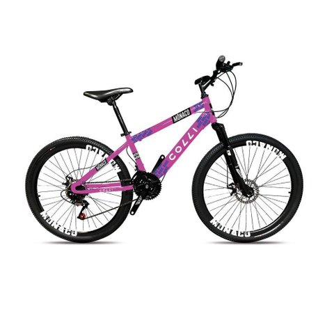 Bicicleta Colli Mônaco Aro 26 Disco 21 V Rapid Fire Cor Vermelho Tamanho do Quadro 13,5 Lilás