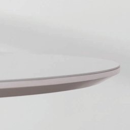 Mesa de Jantar Cone Redonda 80 Cm - Lâmina de Madeira Cinamomo e Laca Branca com Vidro - 3
