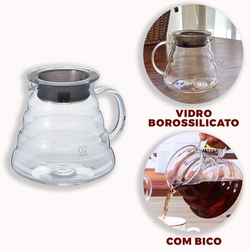 Jarra de Vidro em Borossilicato 600ml para Café - Branco | MadeiraMadeira