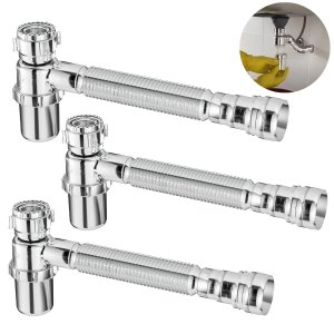 Sifão Sanfonado com Copo 49cm Cromado Astra Kit com 3 Un