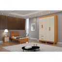 Ver imagem 2 de Guarda Roupa Solteiro Recife New 4 Portas de Bater 2 Gavetas MDF-MDP Cinamomo-Off White Leifer