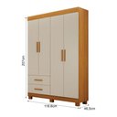 Ver imagem 3 de Guarda Roupa Solteiro Recife New 4 Portas de Bater 2 Gavetas MDF-MDP Cinamomo-Off White Leifer