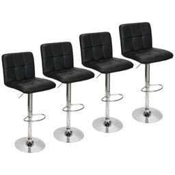 Kit 4 Banquetas Confort Gomos Estofada Giratória Preta Preto - 1
