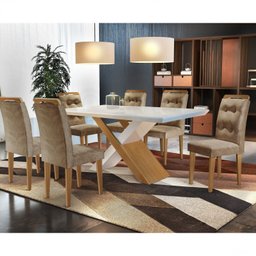 Conjunto Sala de Jantar Mesa e 6 Cadeiras Amanda Espresso Móveis - 1