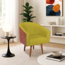 Ver imagem 1 de Poltrona Jade Decorativa Moderna Sala de Estar Quarto Escritório Conforto Corano Nozes e Suede Pés P