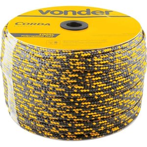 Corda Multifilamento Trançada 8x258 M Preta e Amarela Vonder