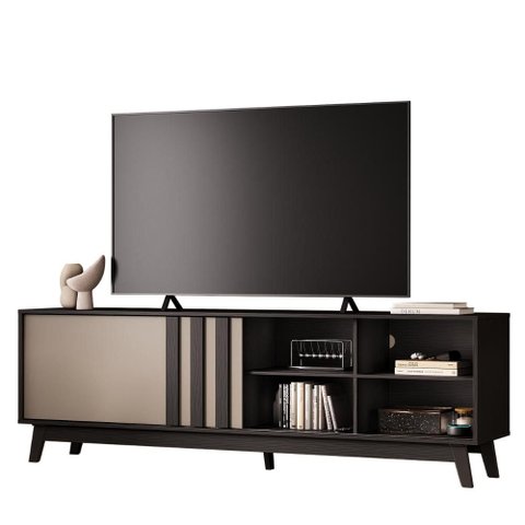 Rack para TV Ventura Carraro Preto Touch e Avelã