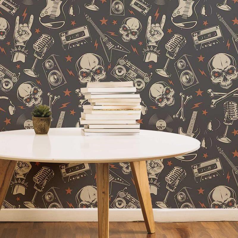 Papel de Parede Adesivo Rock'n Roll Retrô N05085 Rolo de 0,58x3,00 - 1