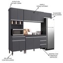 Ver imagem 3 de Cozinha Modulada 5 Peças Balcão com Pia 120cm Andréia Cinza- AJL Móveis