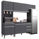 Ver imagem 1 de Cozinha Modulada 5 Peças Balcão com Pia 120cm Andréia Cinza- AJL Móveis