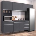 Ver imagem 2 de Cozinha Modulada 5 Peças Balcão com Pia 120cm Andréia Cinza- AJL Móveis