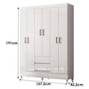 Ver imagem 3 de Guarda Roupa Casal 6 Portas com Pés Fit Branco Brilho - Santos Andirá